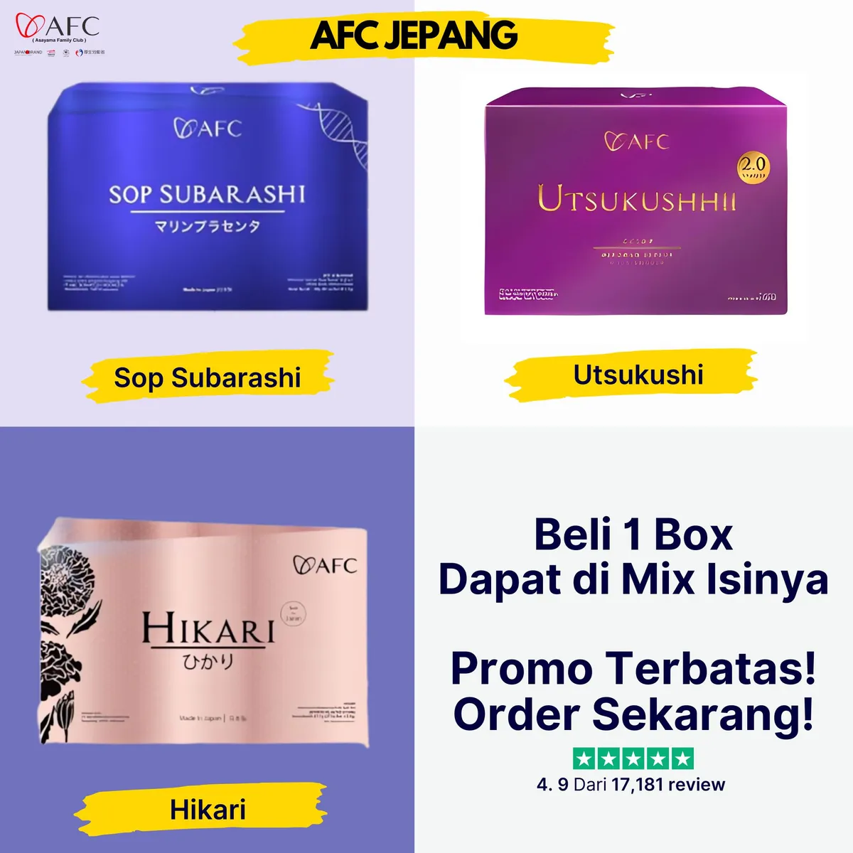 Produk AFC SOP Subarashi, Utsukushhii, Hikari