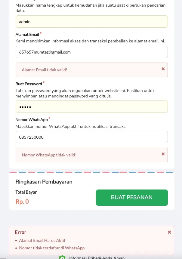 Screenshot Tampilan Checkout