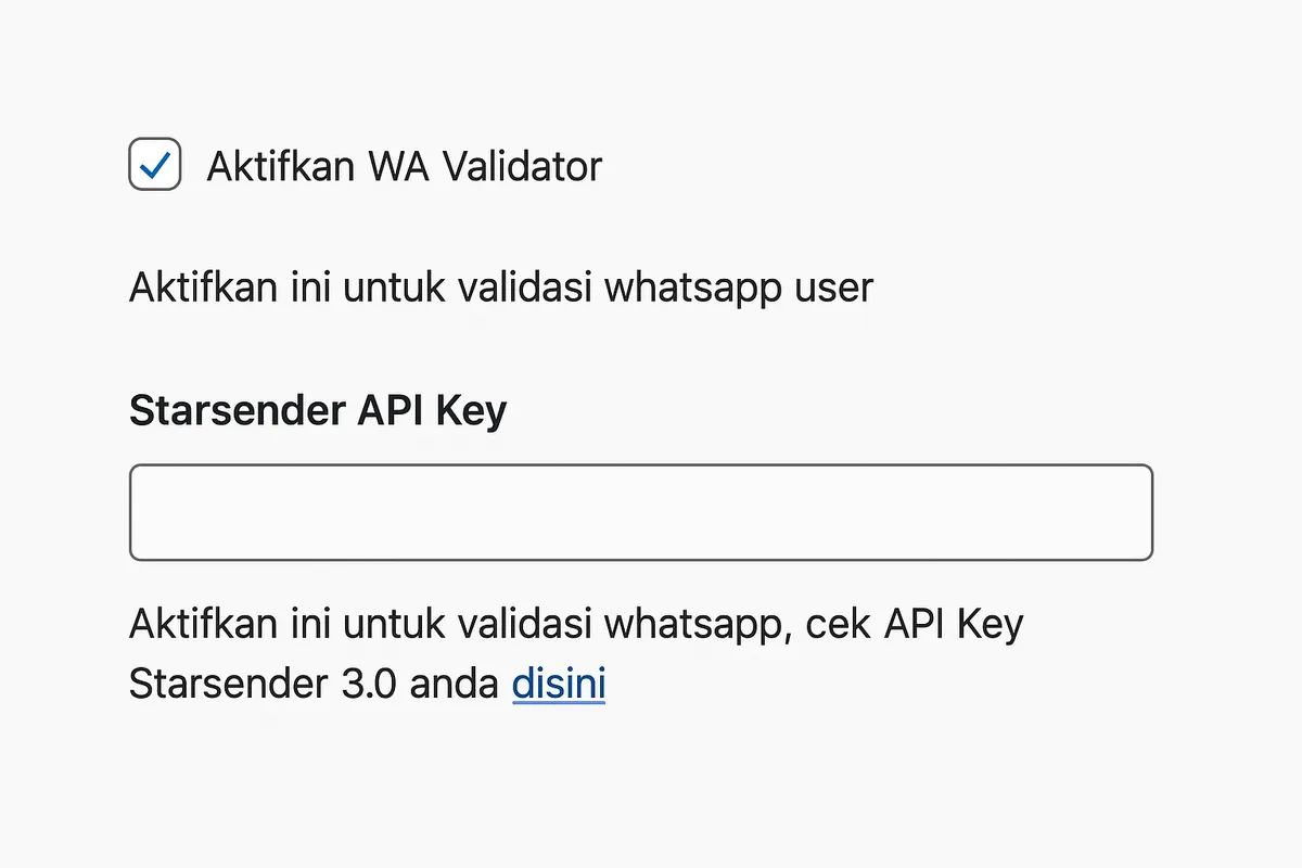 Screenshot Konfigurasi WhatsApp