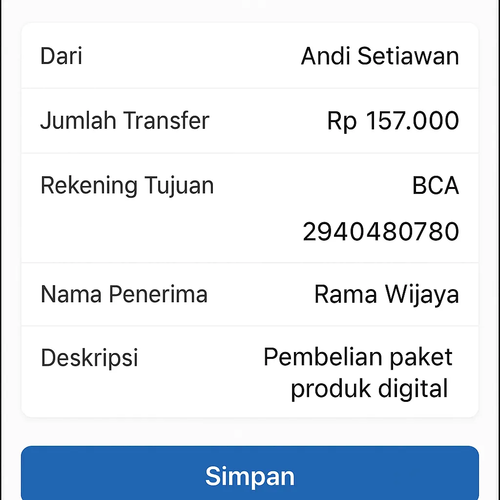 Screenshot Bukti Order