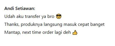 Screenshot Chat Testimoni